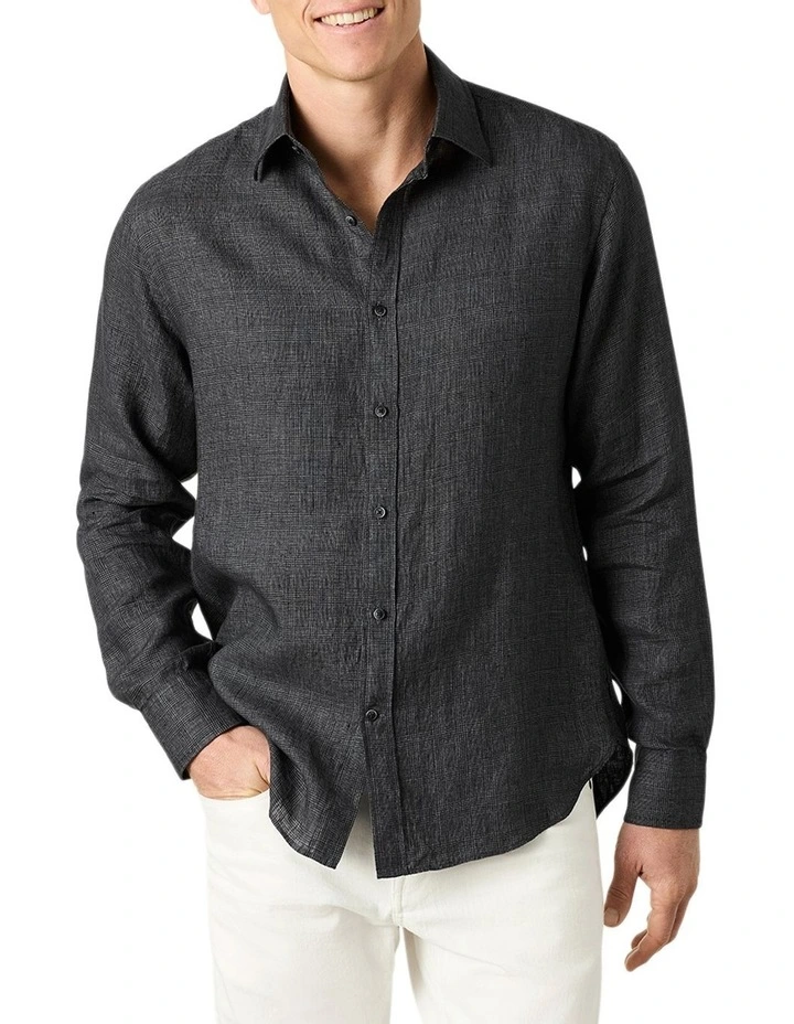 Mattarella Linen Shirt in Charcoal