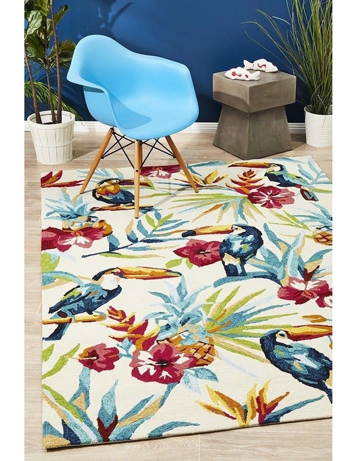 Copacabana Toucan Tropical Indoor Outdoor Rug in Multi