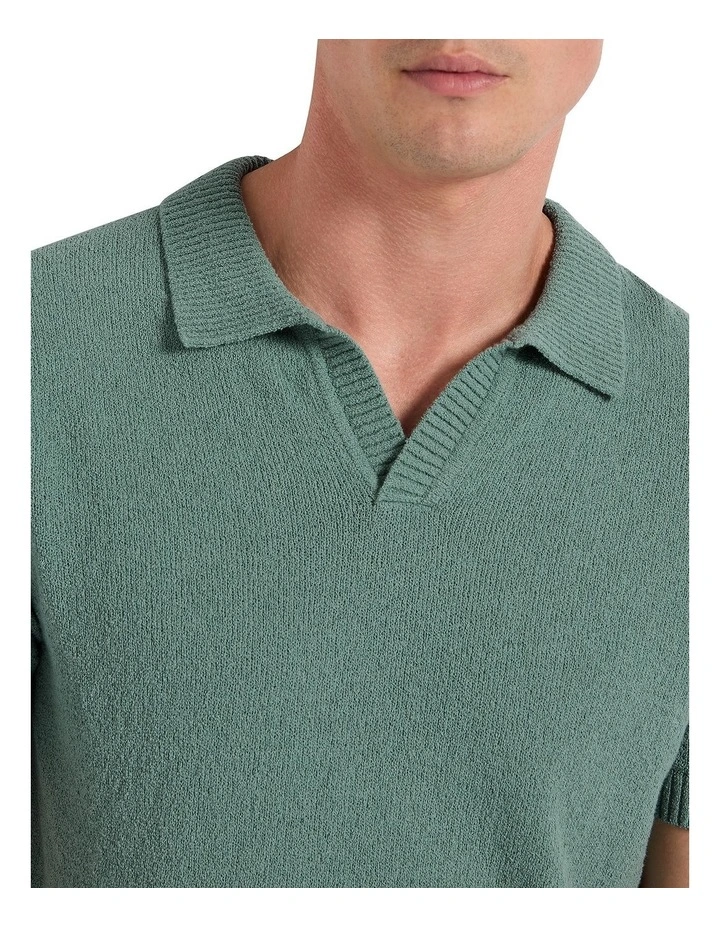Thompson Knit Polo Shirt in Eucalyptus