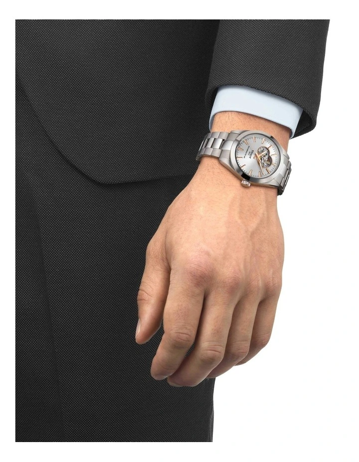Gentleman Powermatic 80 Open Heart T1274071103101 Watch in Silver
