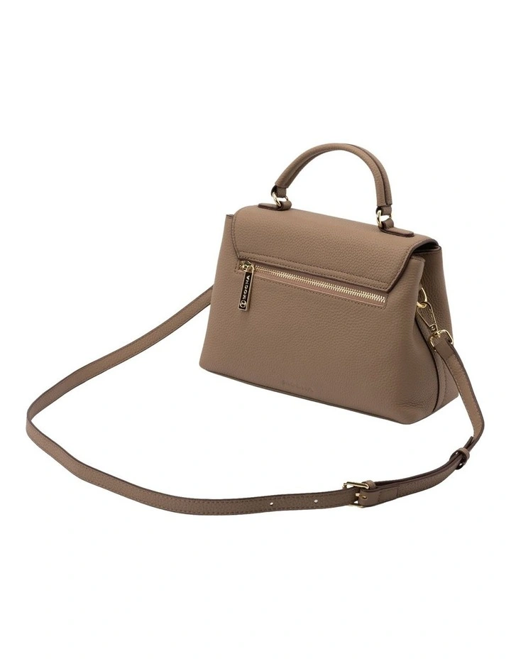 Nadine Leather Top Handle Crossbody Bag in Taupe