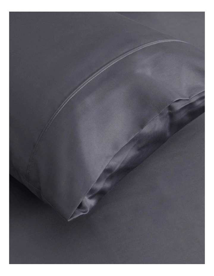 1500TC Cotton Rich Pillowcase Twin Pack in Charcoal