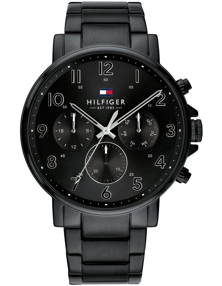 Multi-Function Black Steel Men'S Watch