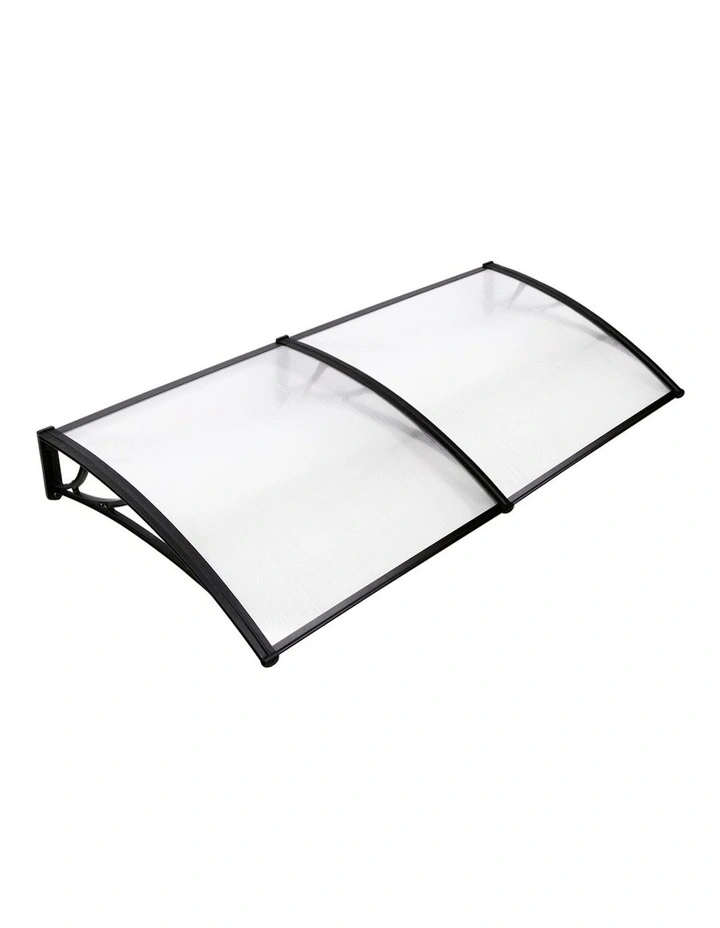 Window Door Awning Canopy Sheet Black Plastic Frame 1mx2m in Transparent