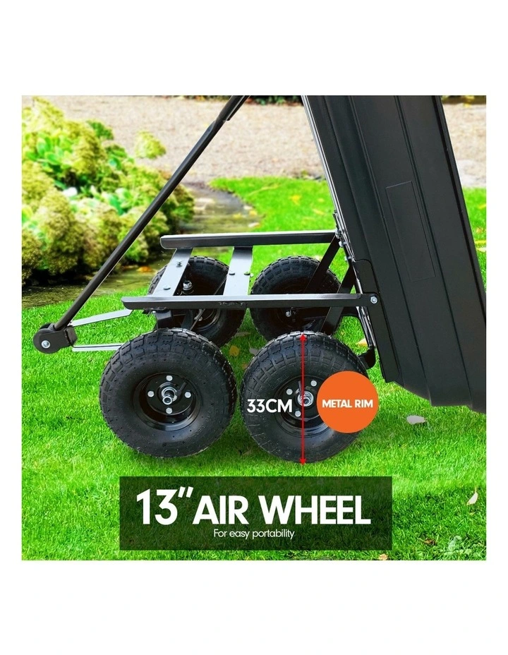 Garden Trolley Wheel Barrow Dump Cart Hand Utility Lawn Yard Wagon Farm 125L