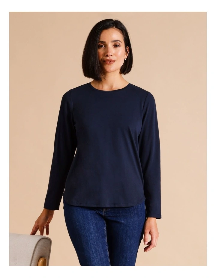 Organic Cotton Wardrobe Staple Long Sleeve Tee In Navy