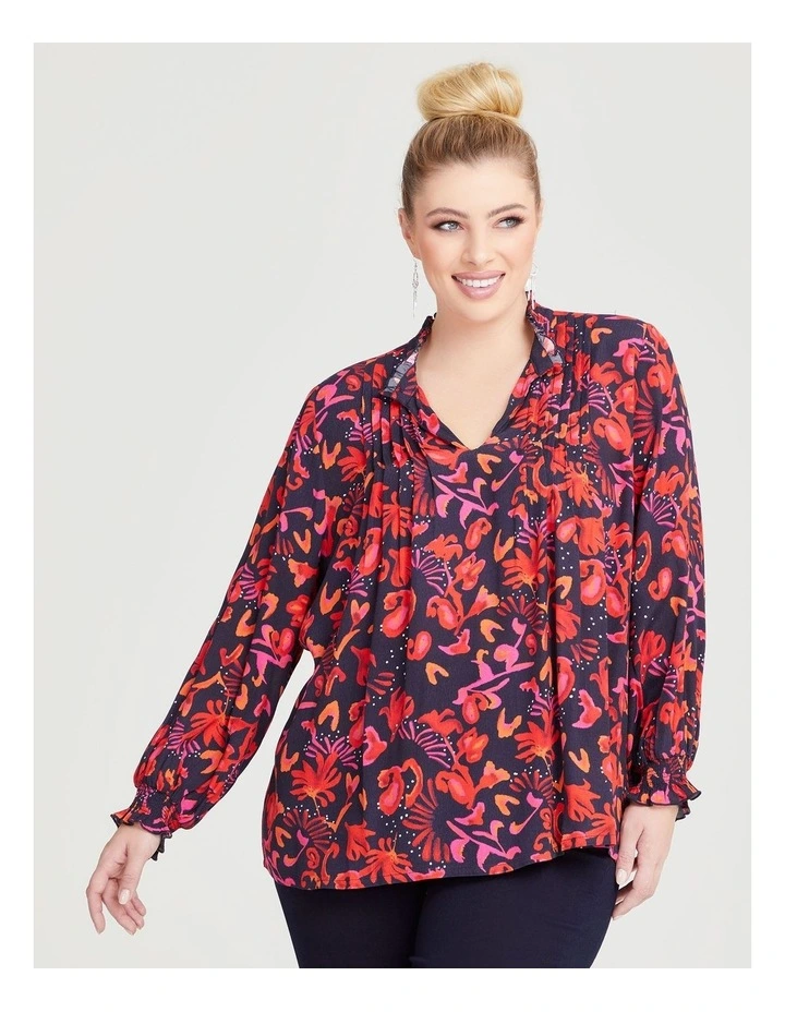 Natural Flower Burst Top in Print