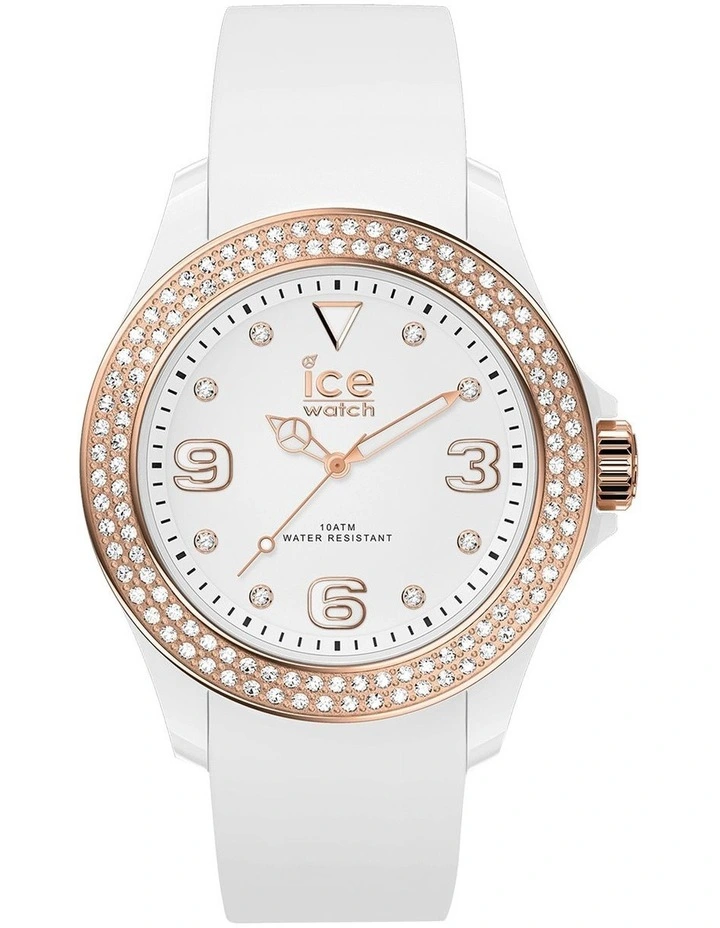 Ice Star Rose Gold Smooth Small White Silicone Quartz Watch