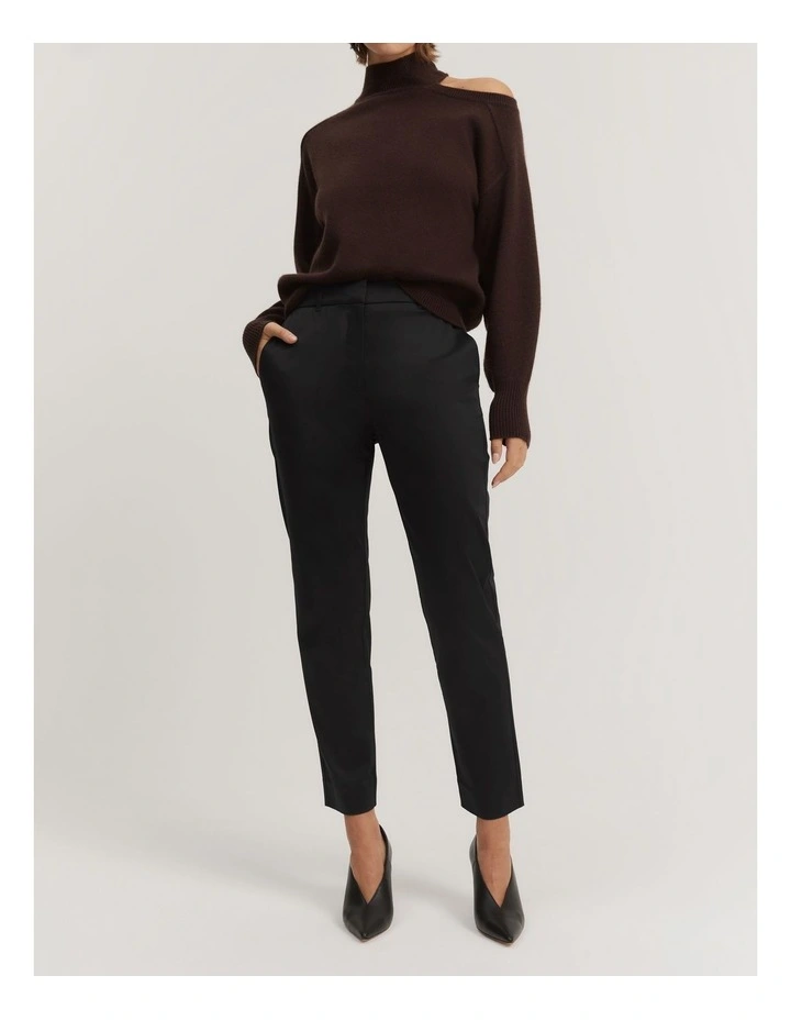 Cotton Sateen Pant in Black