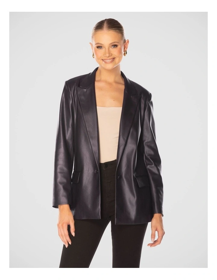 Elata Vegan Leather Jacket in Black