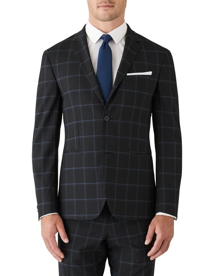 Slim Stretch Fit Accelerator Check Performance Jacket Black