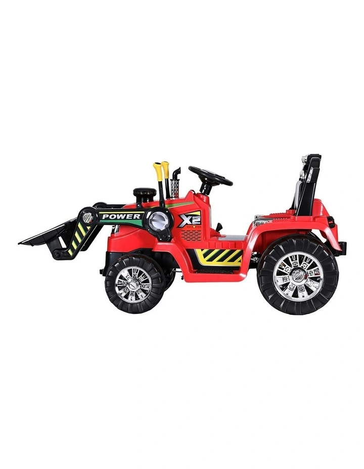 Electric Ride On Car Bulldozer Digger Loader Remote 6V in Red