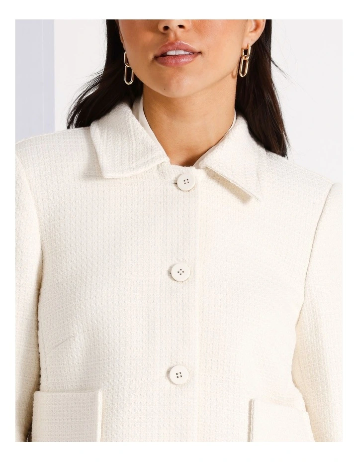 Cropped Boucle Jacket in Ecru