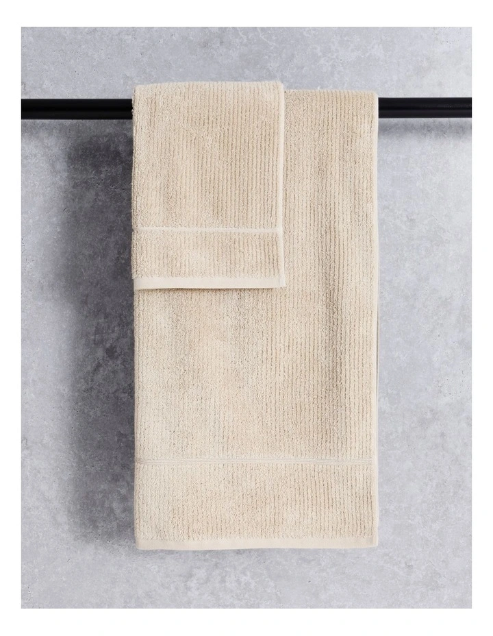 Combed Cotton Ribbed Towel Range in Stone