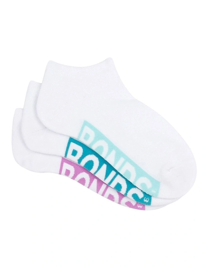 Womens Logo Cushioned Low Cut Socks 3 Pack in White