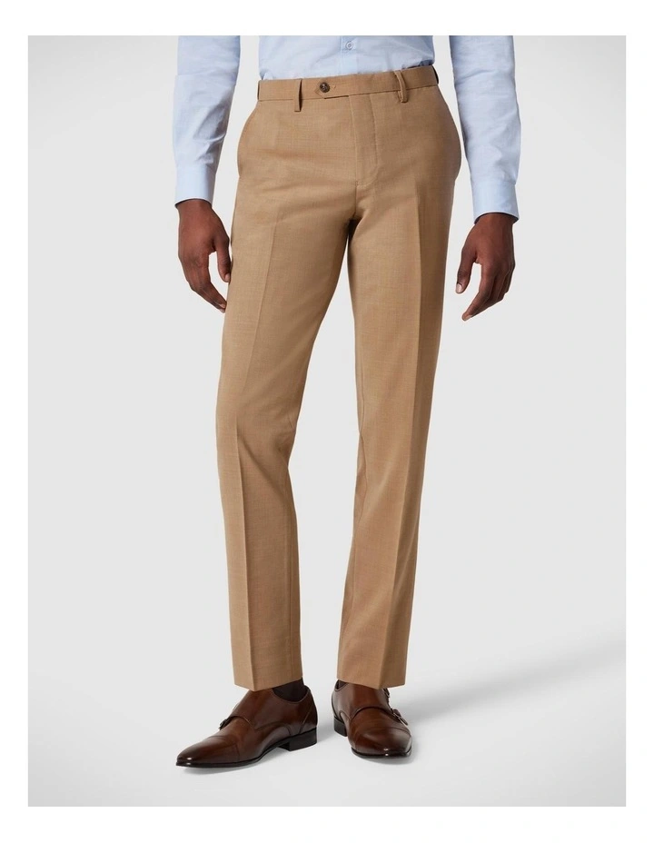 Slim Stretch Wool Blend Tailored Pant in Camel