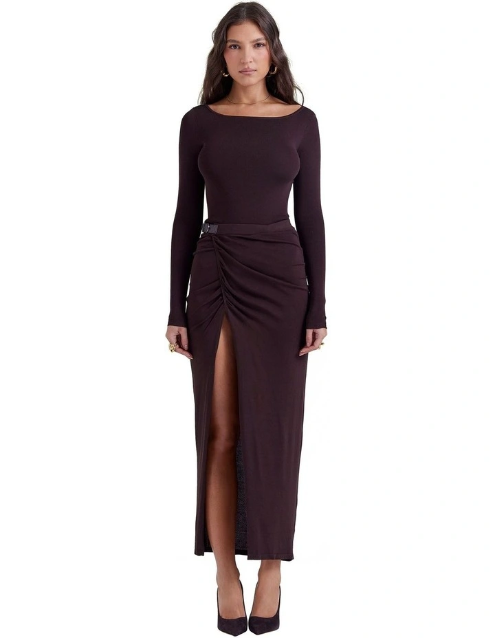 Lilas Knit Midi Skirt in Espresso