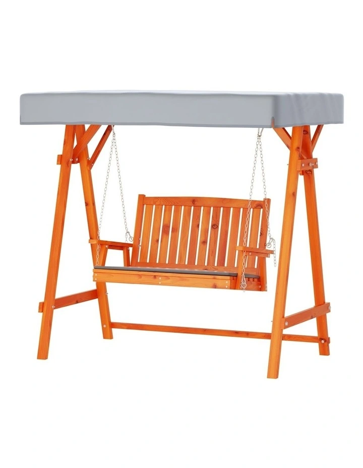 Cushion Wooden Swing Chair with Teak 2 Seater in Brown