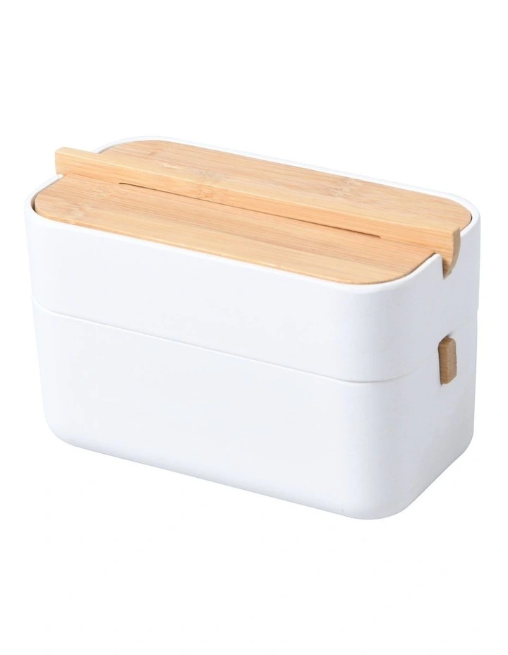 Takae Bamboo Double Layer Jewellery Box in White