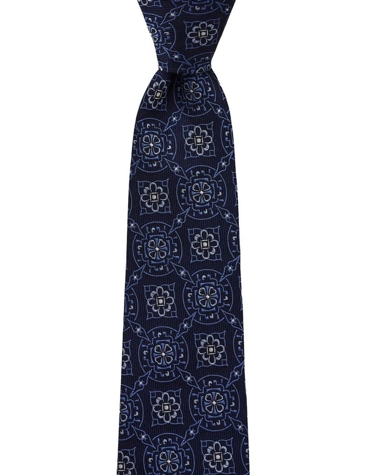 Mosaico Foulard Silk Tie in Blue