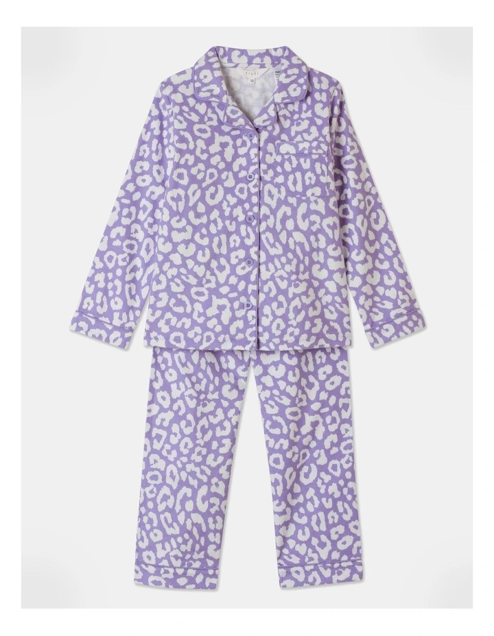 Woven Cheetah Pyjama Set in Grape