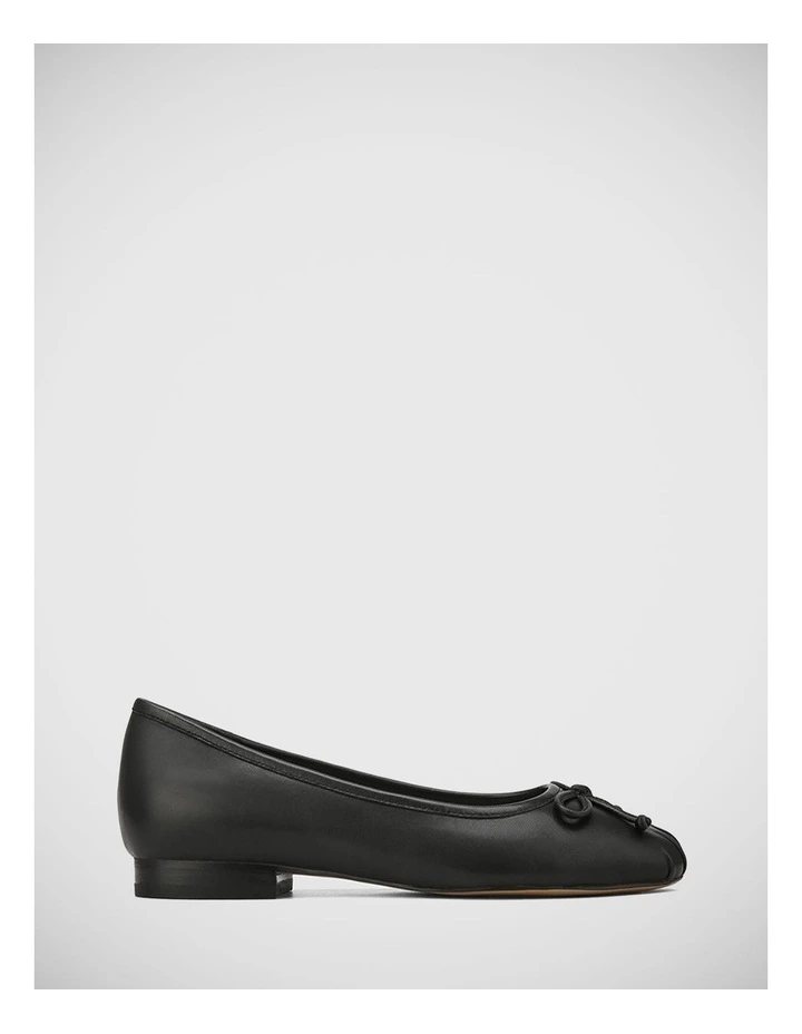Anastasia Leather Flat Ballet in Black
