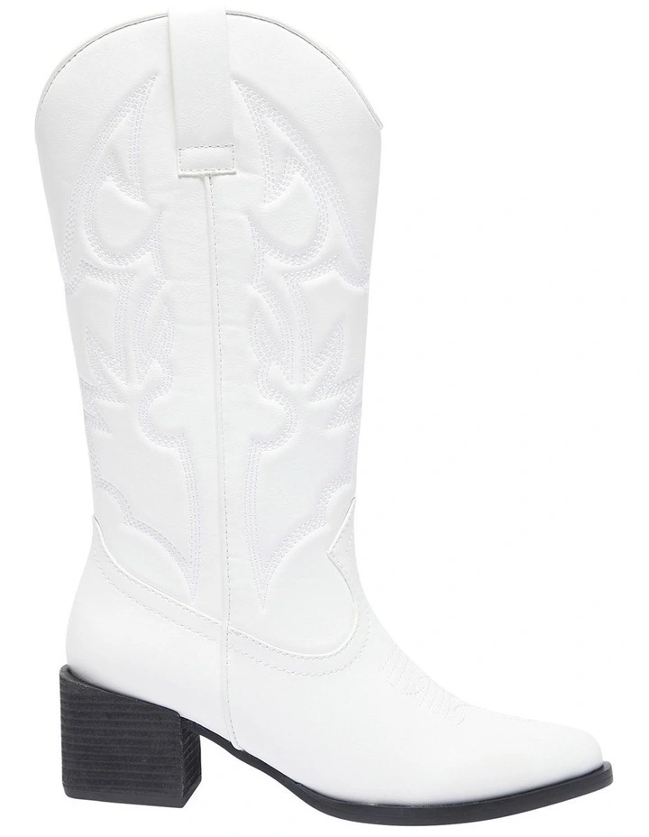 Ryder Western Boots in White Smooth