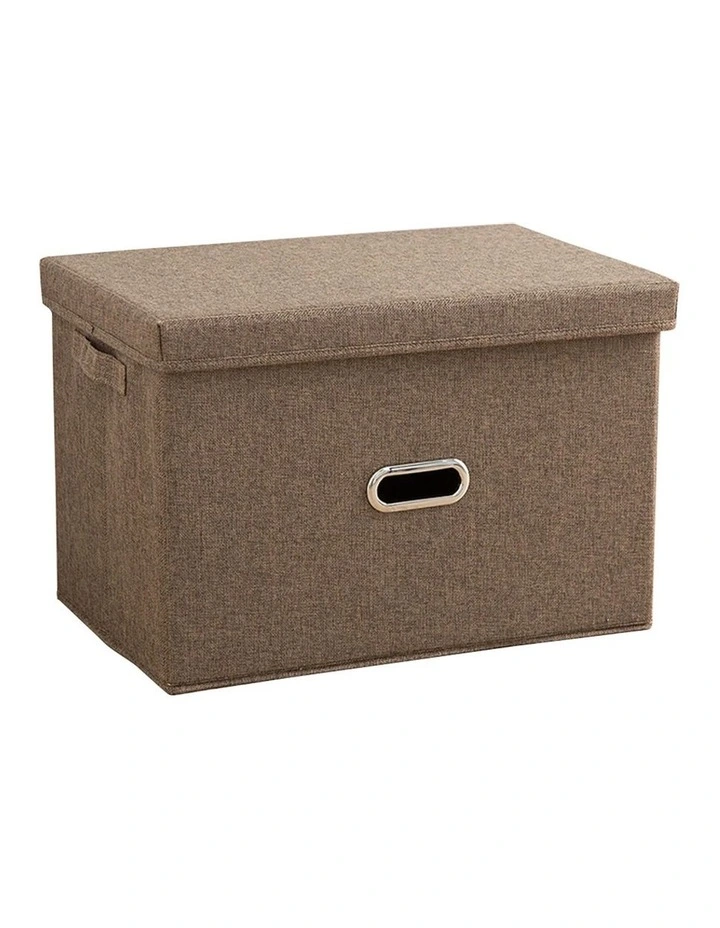 Small Foldable Canvas Storage Box in Coffee
