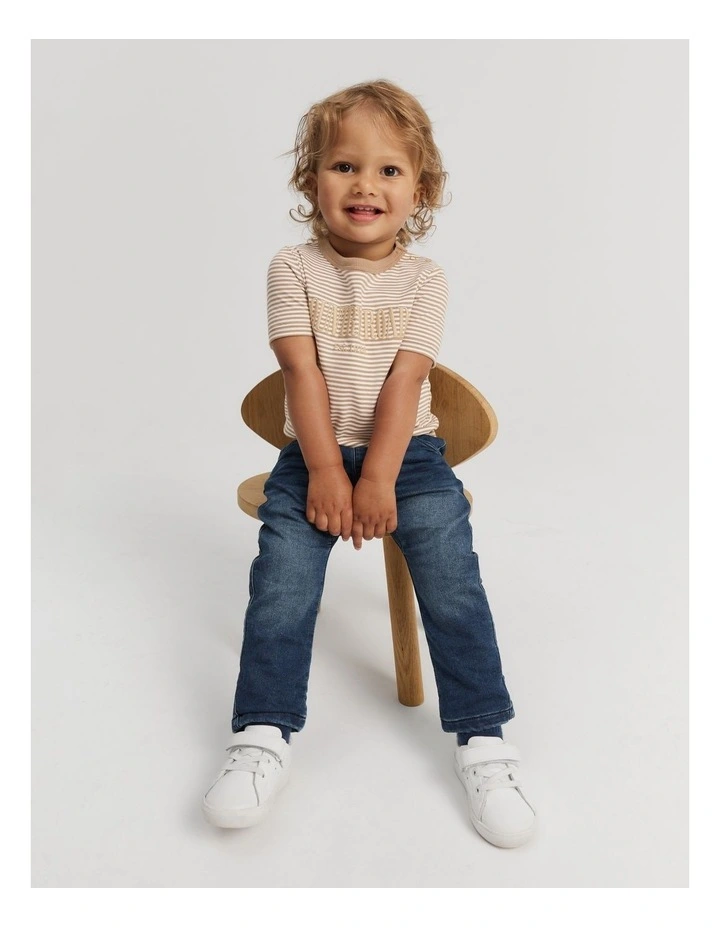 Verified Australian Cotton Heritage T-shirt in Camel Stripe
