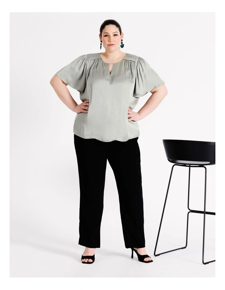 Keyhole Flutter Sleeve Top in Sage