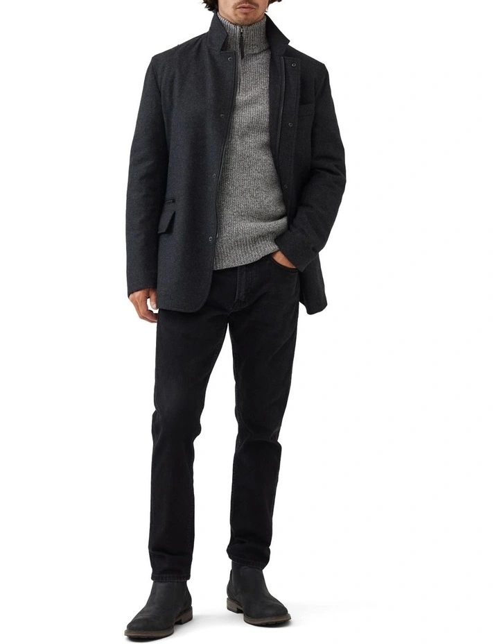 Hira Slim Italian Denim Regular Leg Jeans in Coal