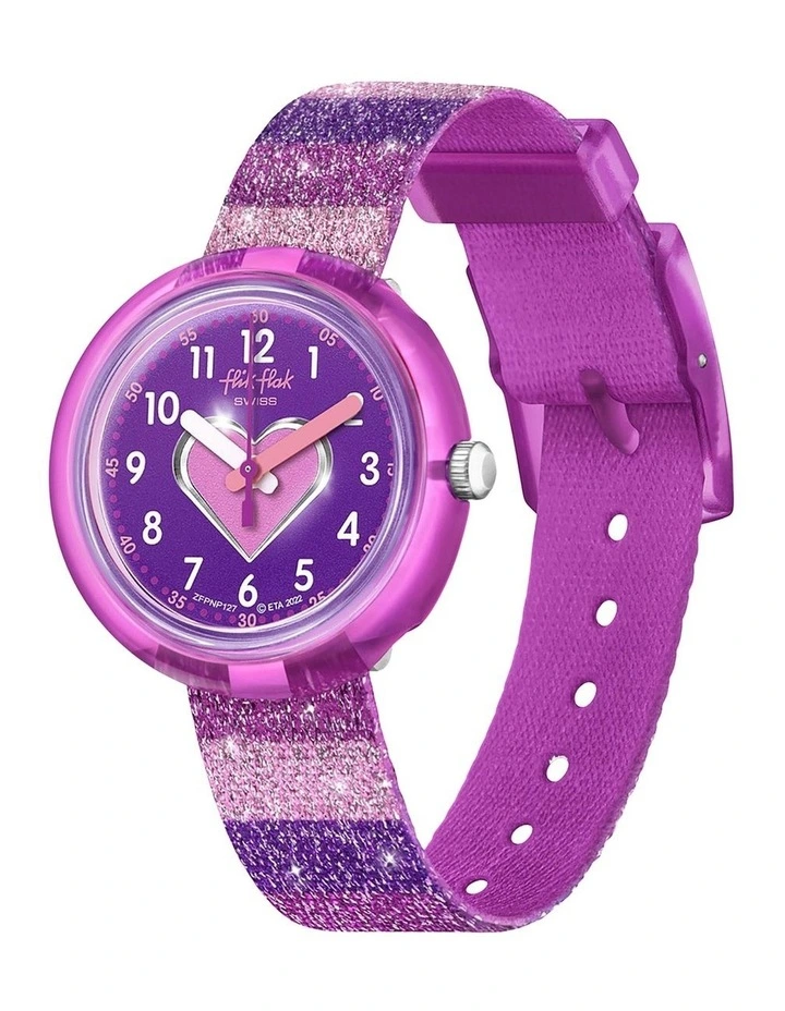 Stripy Glitter Watch in Pink