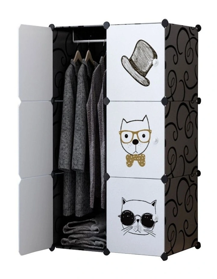 6 Cubes Portable Wardrobe Storage Organiser in Black