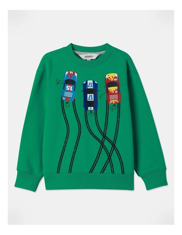 Essentials Crew Neck Sweat Top in Green
