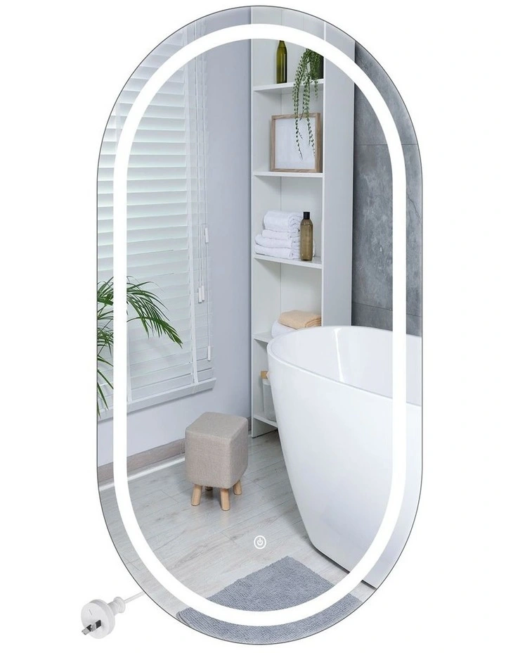 LED Wall Oval Mirror 50x75cm in Grey