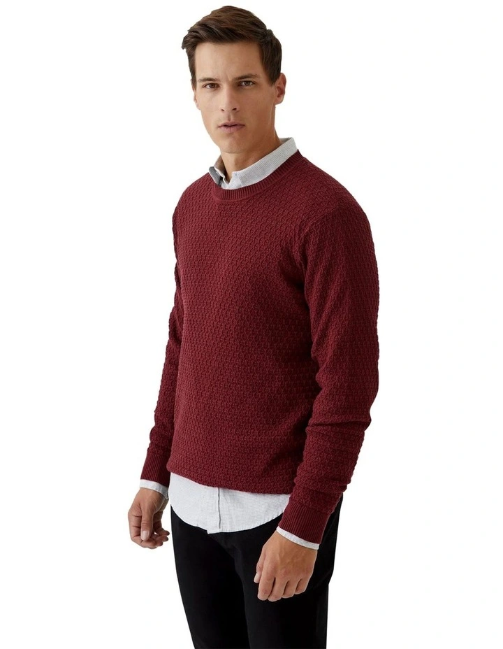 Toby Textured Cotton Knit in Port
