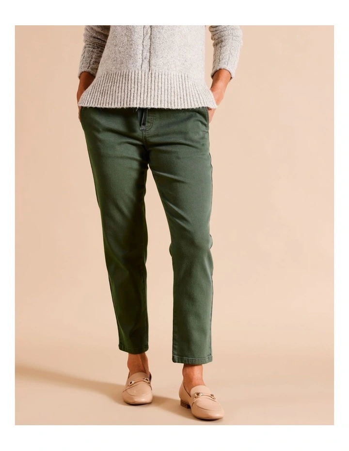 Organic Cotton Blend Relaxed Stretch Denim Pant In Khaki