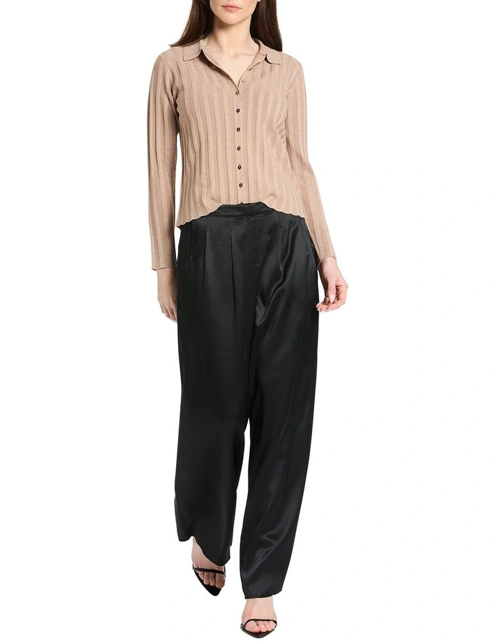 Kris Button Front Knit Top in Latte/Gold