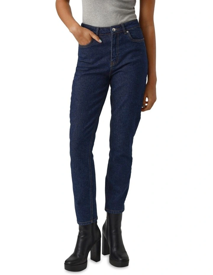 Brenda High Rise Straight Jean in Dark Blue