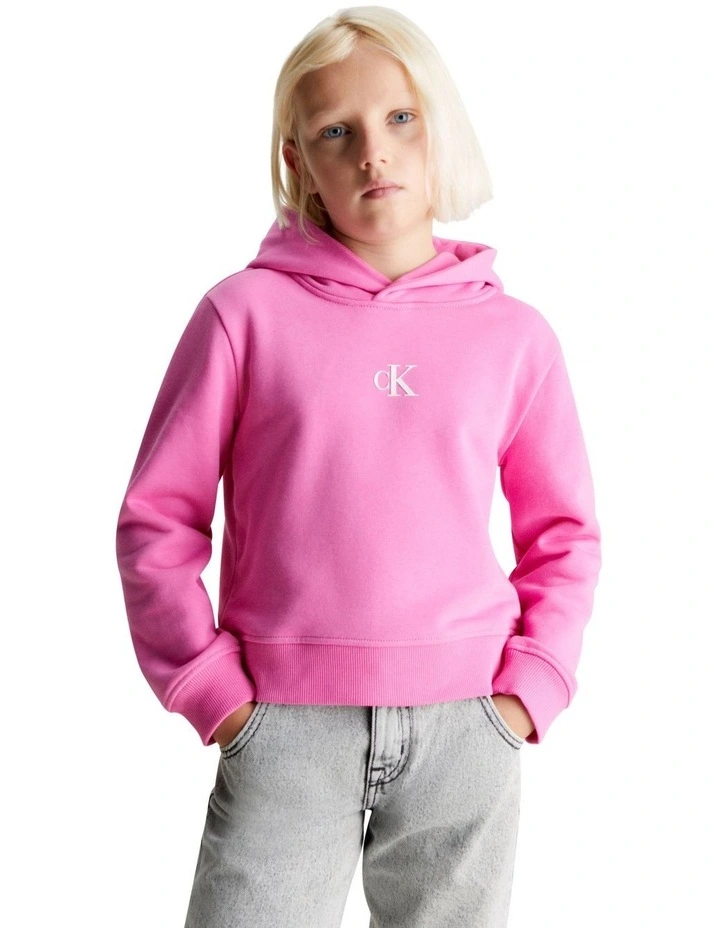 Logo Boxy Hoodie in Pink Amour
