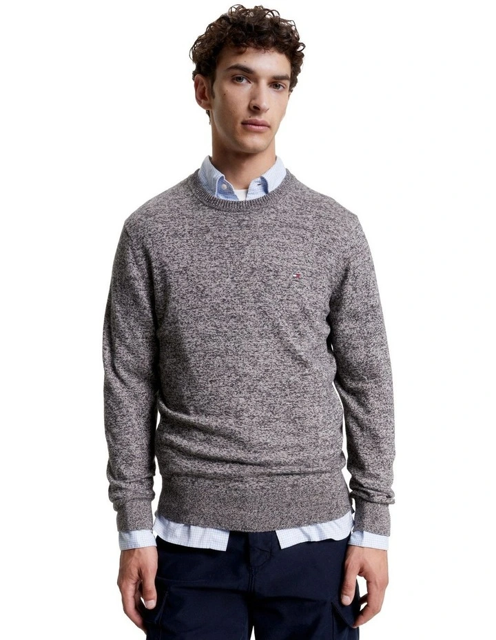 Pima Organic Cotton Cashmere Crew Neck Knit in Black