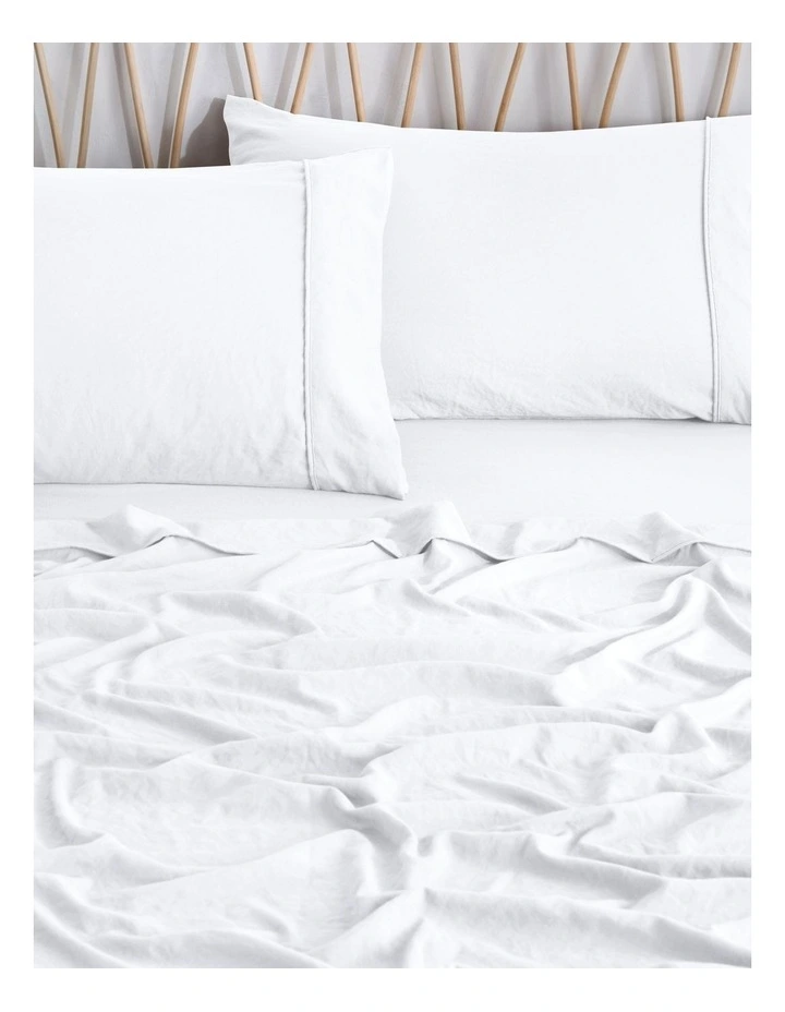Superfine Washed Microfibre Sheet Set in White