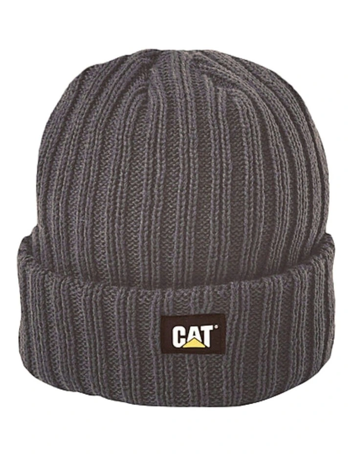 3x Caterpillar Rib Watch Beanie Hat in Graphite