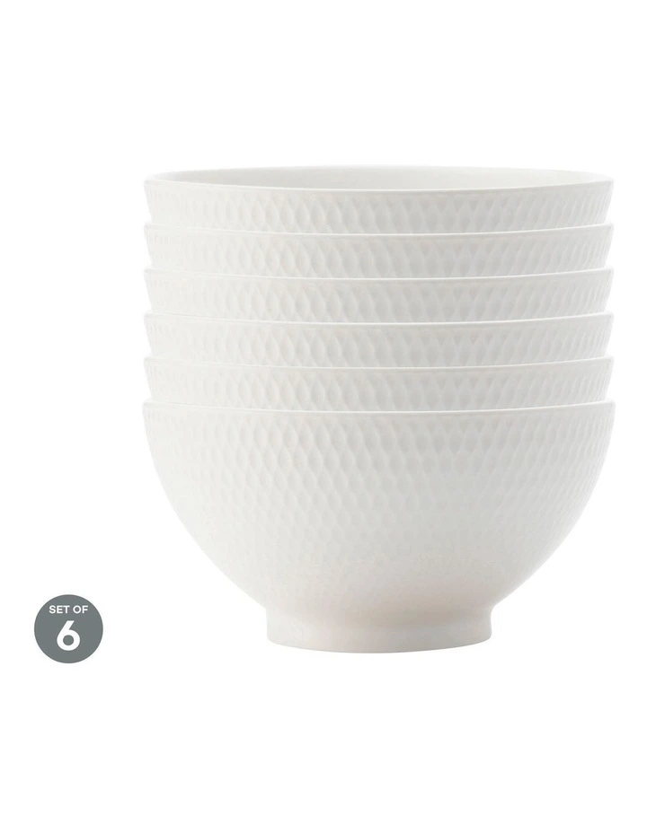 White Basics Diamonds Rice Bowl 15cm Set of 6