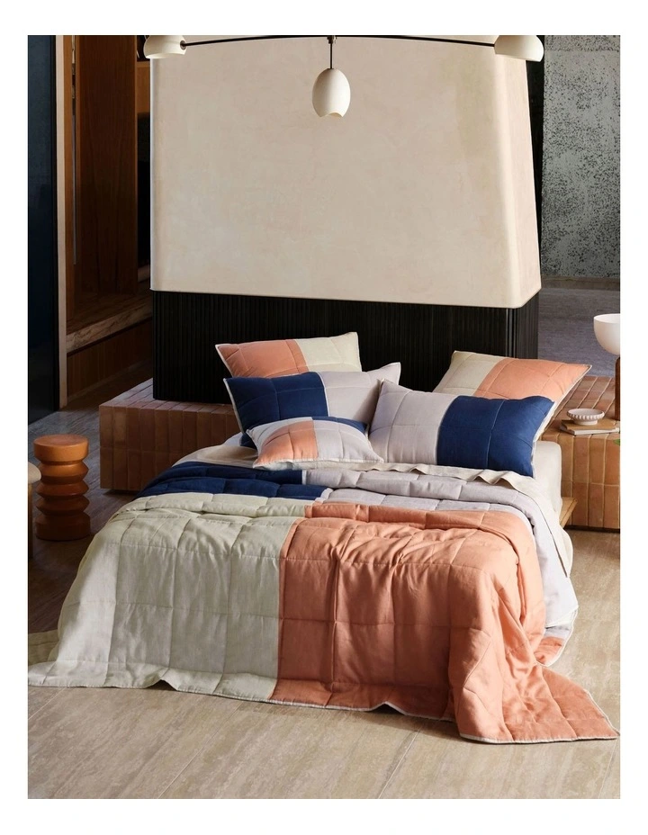 Nimes Patchwork Coverlet in Navy