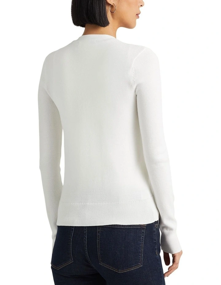 Cotton Blend Cardigan in White