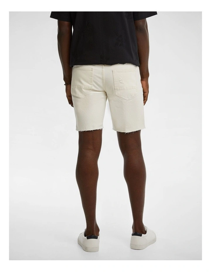 Balmain Ripped Denim Short in Natural