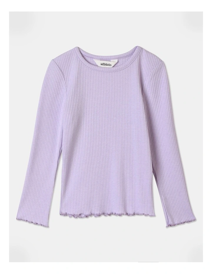 Essential Plain Rib Long Sleeve Tee in Lilac