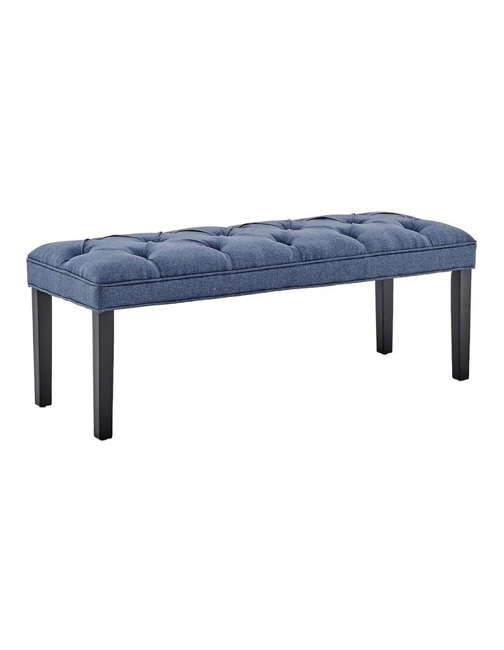 Cate Button-Tufted Upholstered Bench in Blue