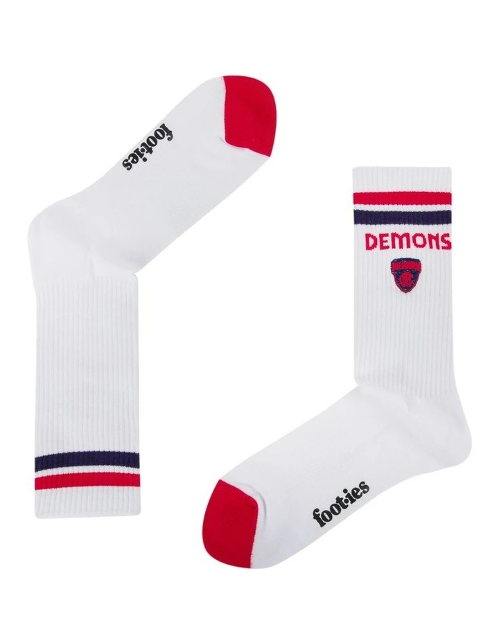 Melbourne Demons Mascot Sports Crew Socks 2 Pack in Multi